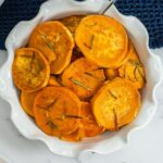 Baked sweet potato slices.