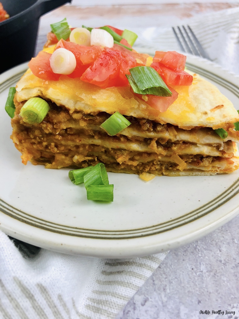 another look at a serving of the finished weight watchers taco pie. 