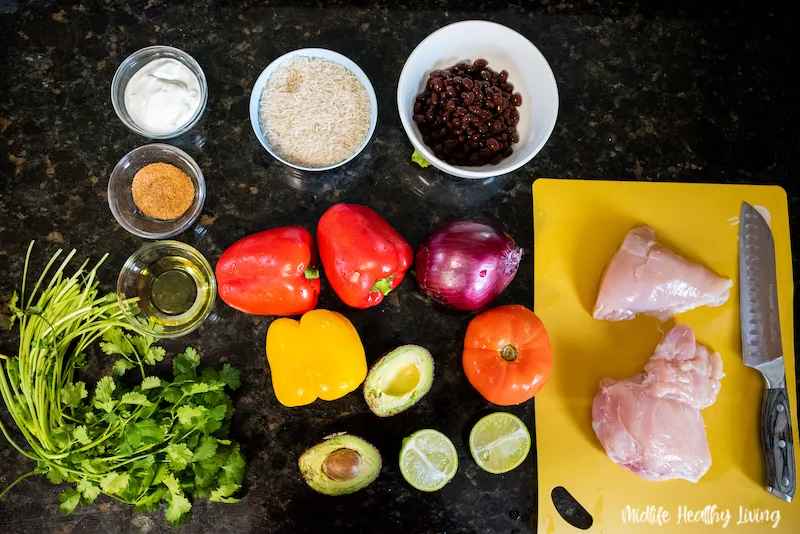 ingredients needed to make weight watchers chicken fajita bowls