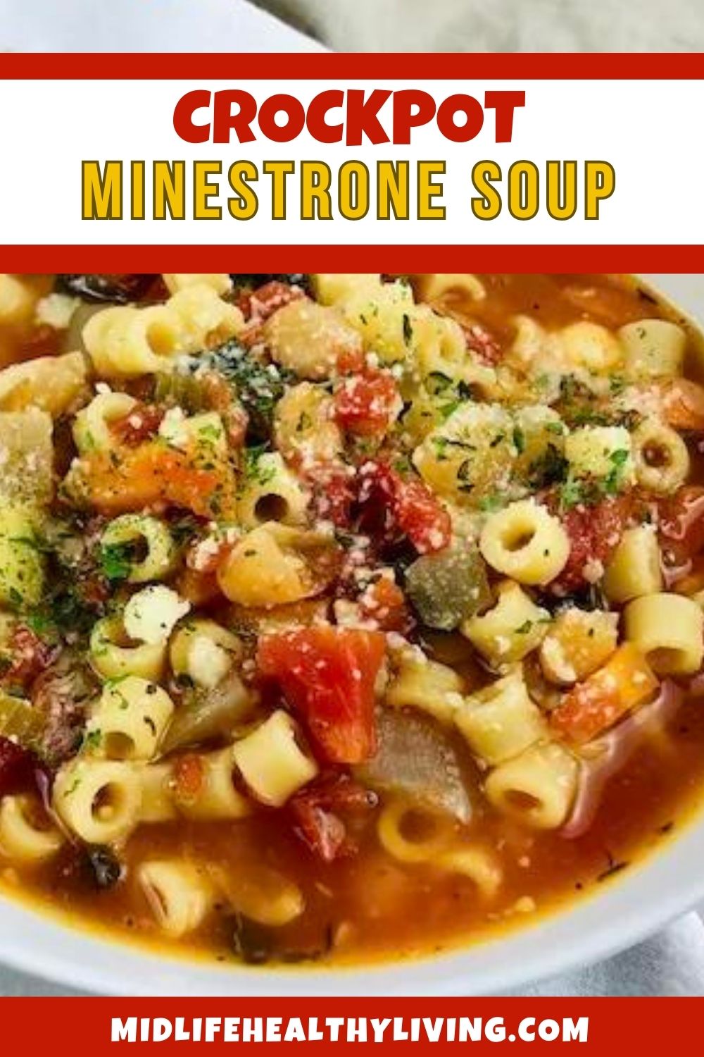 Pinterest image for Crockpot Minestrone Soup