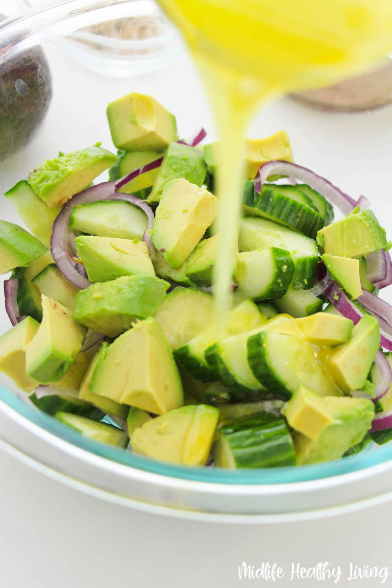 dressing added to the mixture.