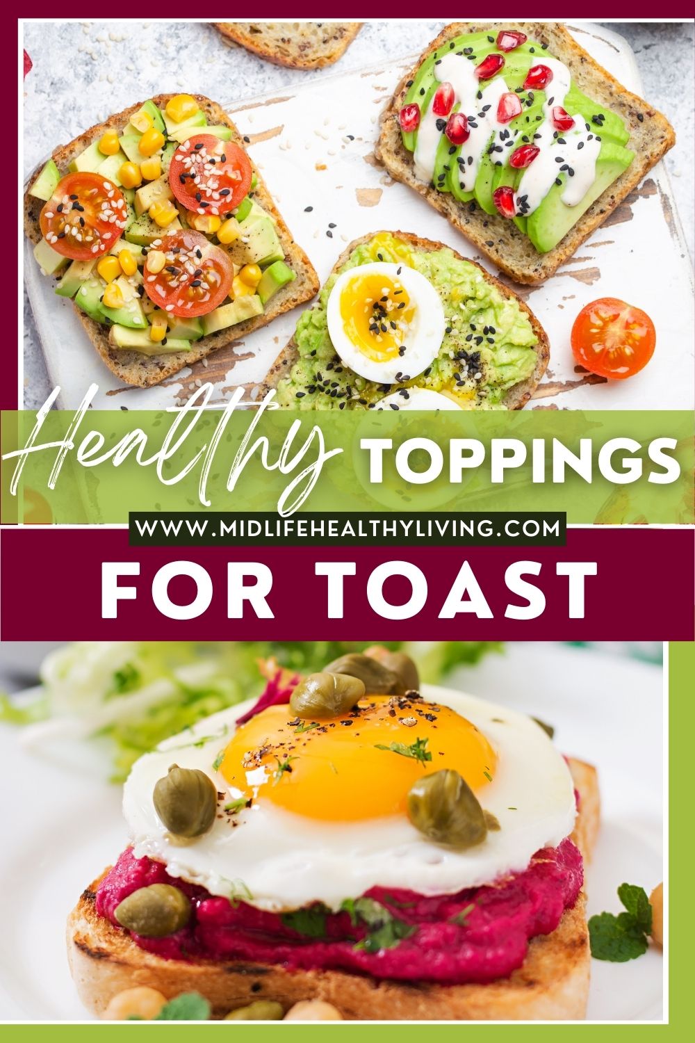 Pin showing the title Healthy Toppings for Toast