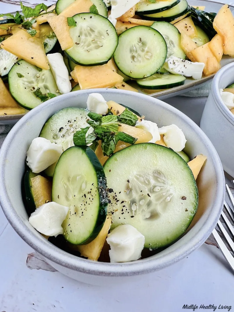 a look at the finished cantaloupe salad ready to enjoy
