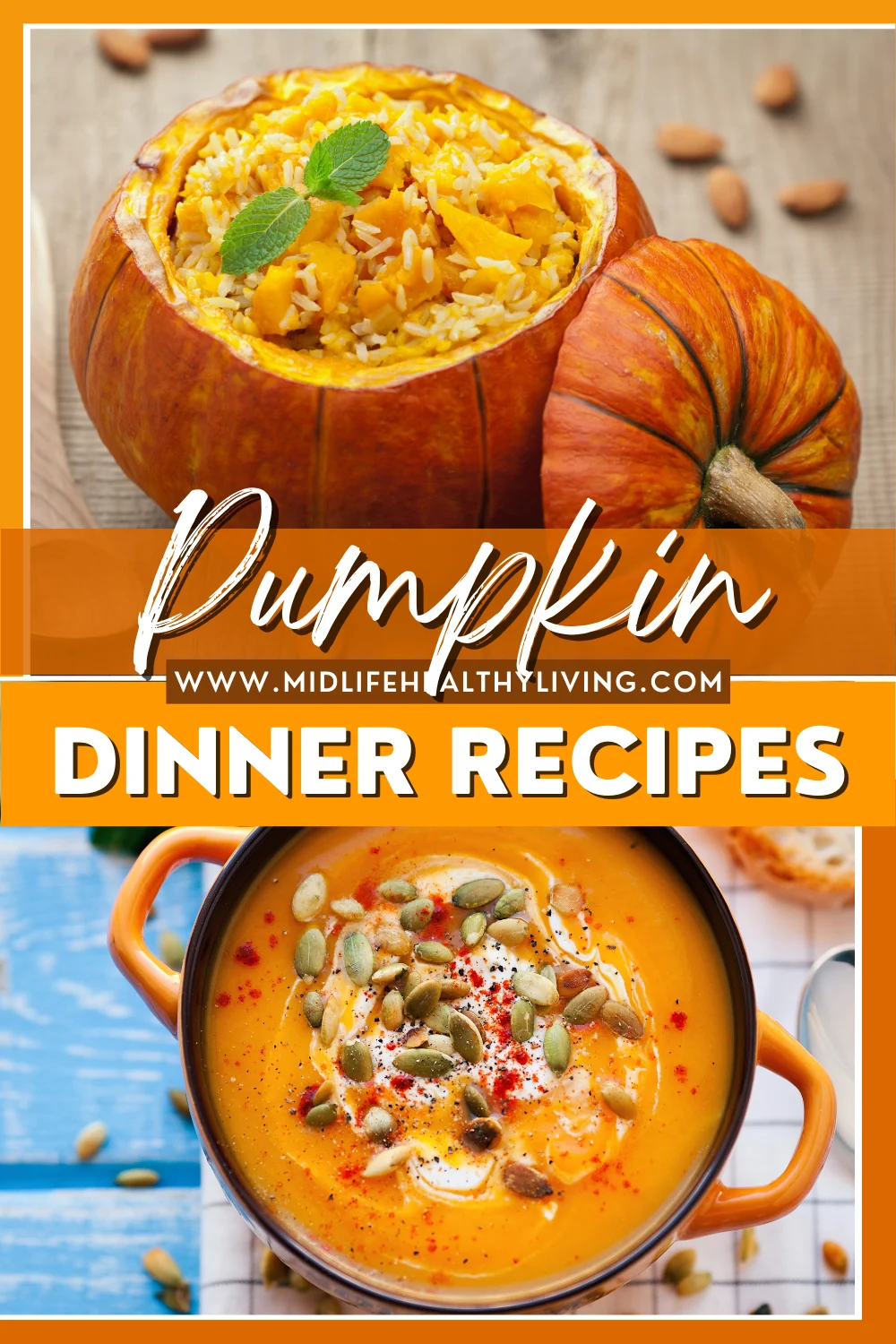 Pin showing the title Pumpkin Dinner Recipes
