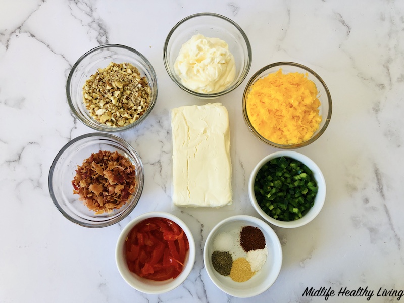 Ingredients for healthy cheese ball recipe 