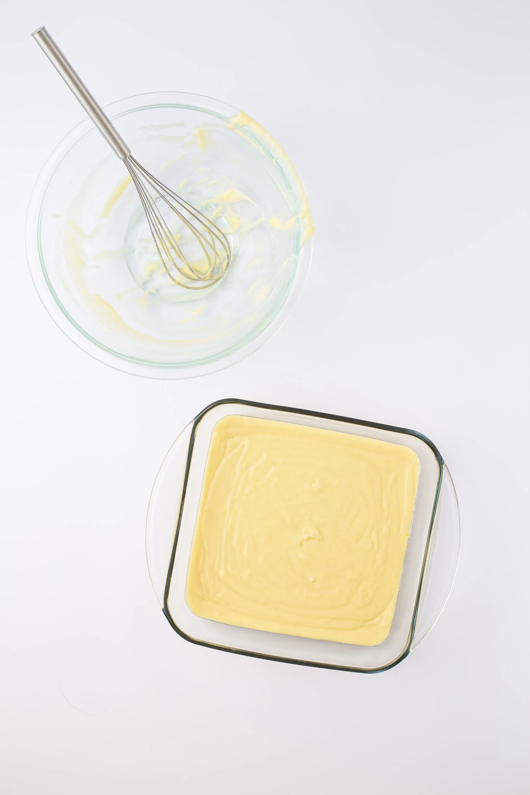 batter in the baking dish