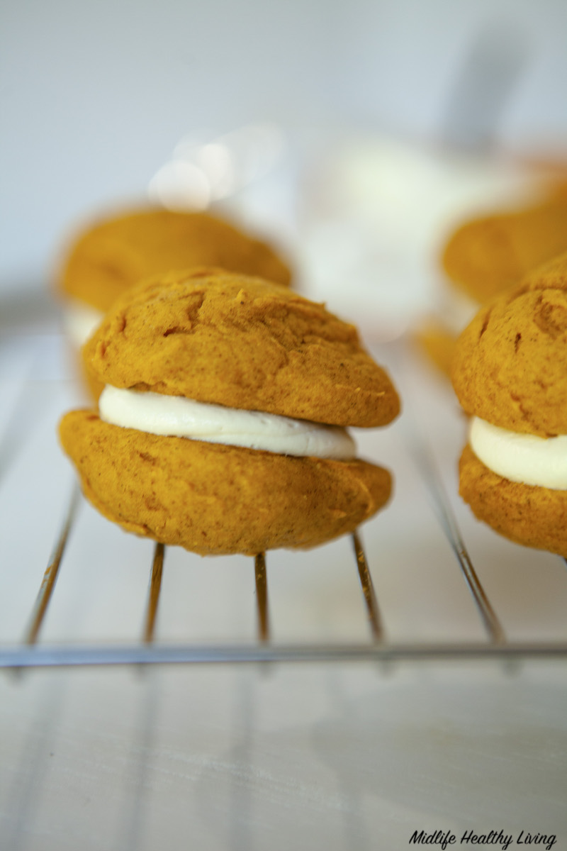 finished pumpkin whoopie pies ready to eat