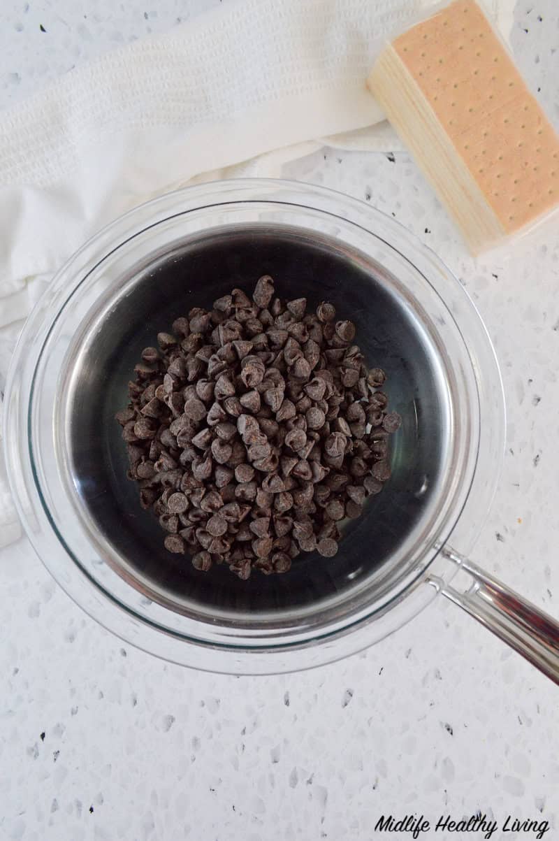 melting the chocolate for the graham cracker candy. 