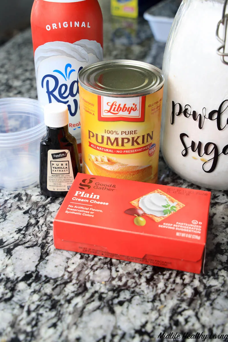 ingredients for pumpkin pie in a cup. 