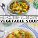 pin image showing the finished ground turkey vegetable soup
