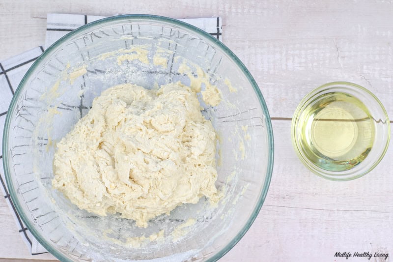 Dough mixed and ready to be coated in oil and left to rise. 