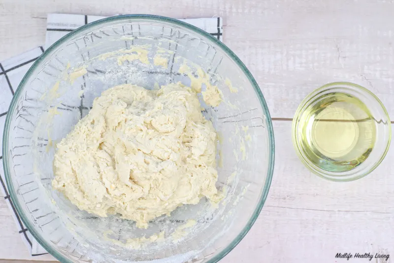 Dough mixed and ready to be coated in oil and left to rise.