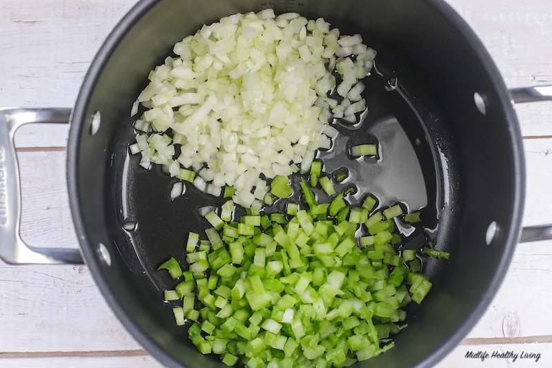 cooking the veggies in a pot