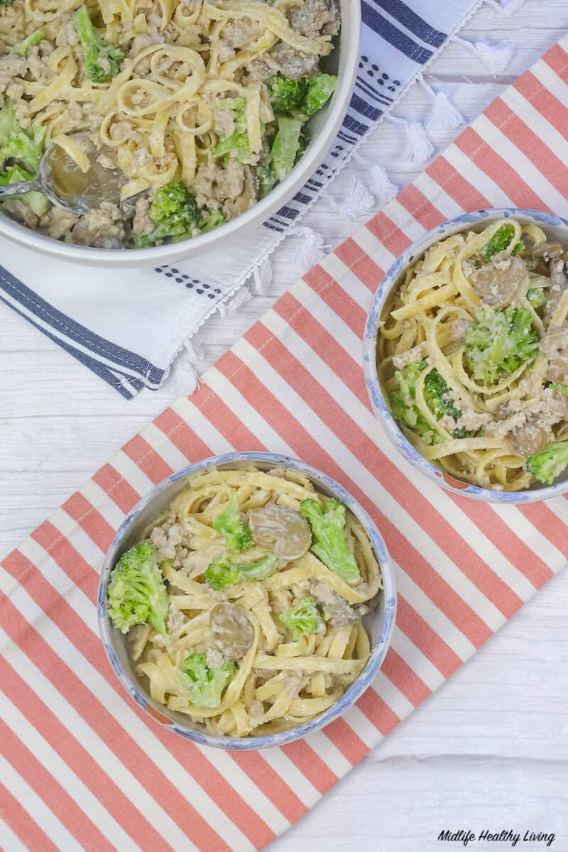 top down finished ground turkey alfredo