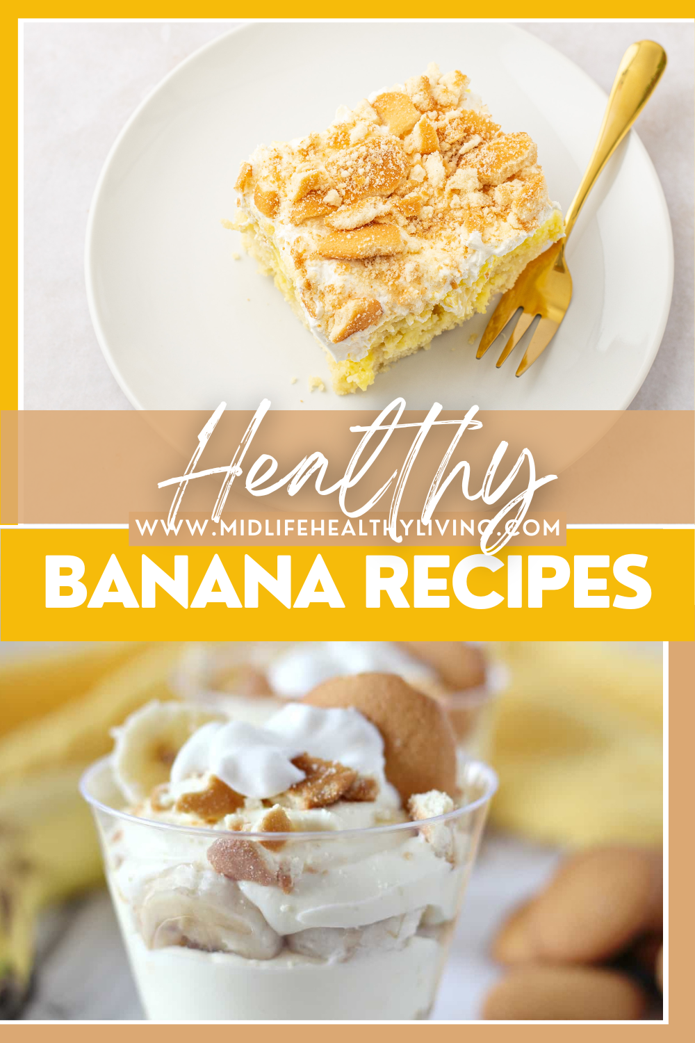 Pin showing healthy banana recipes 