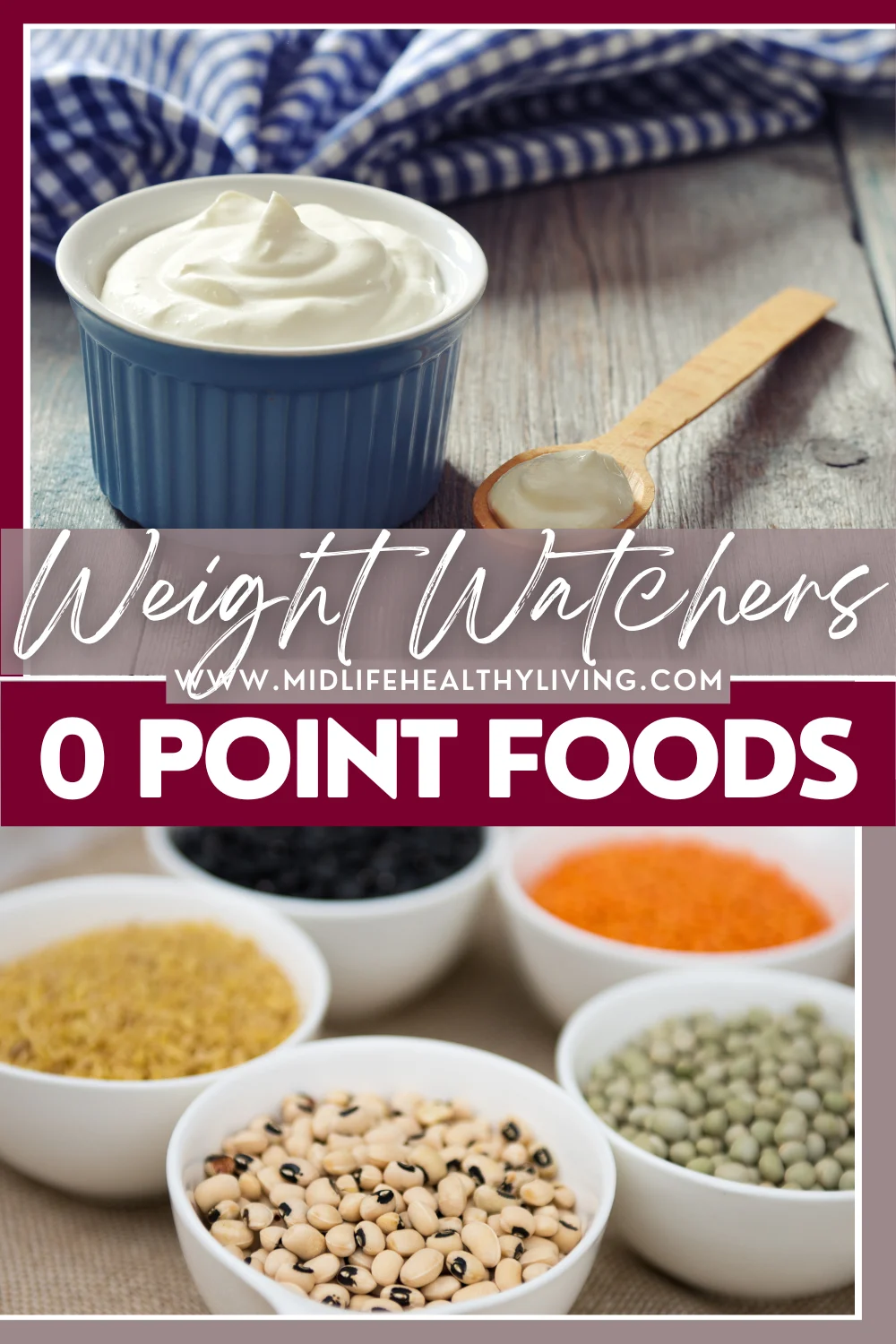 Pin showing the weight watchers zero point foods with title across the middle.