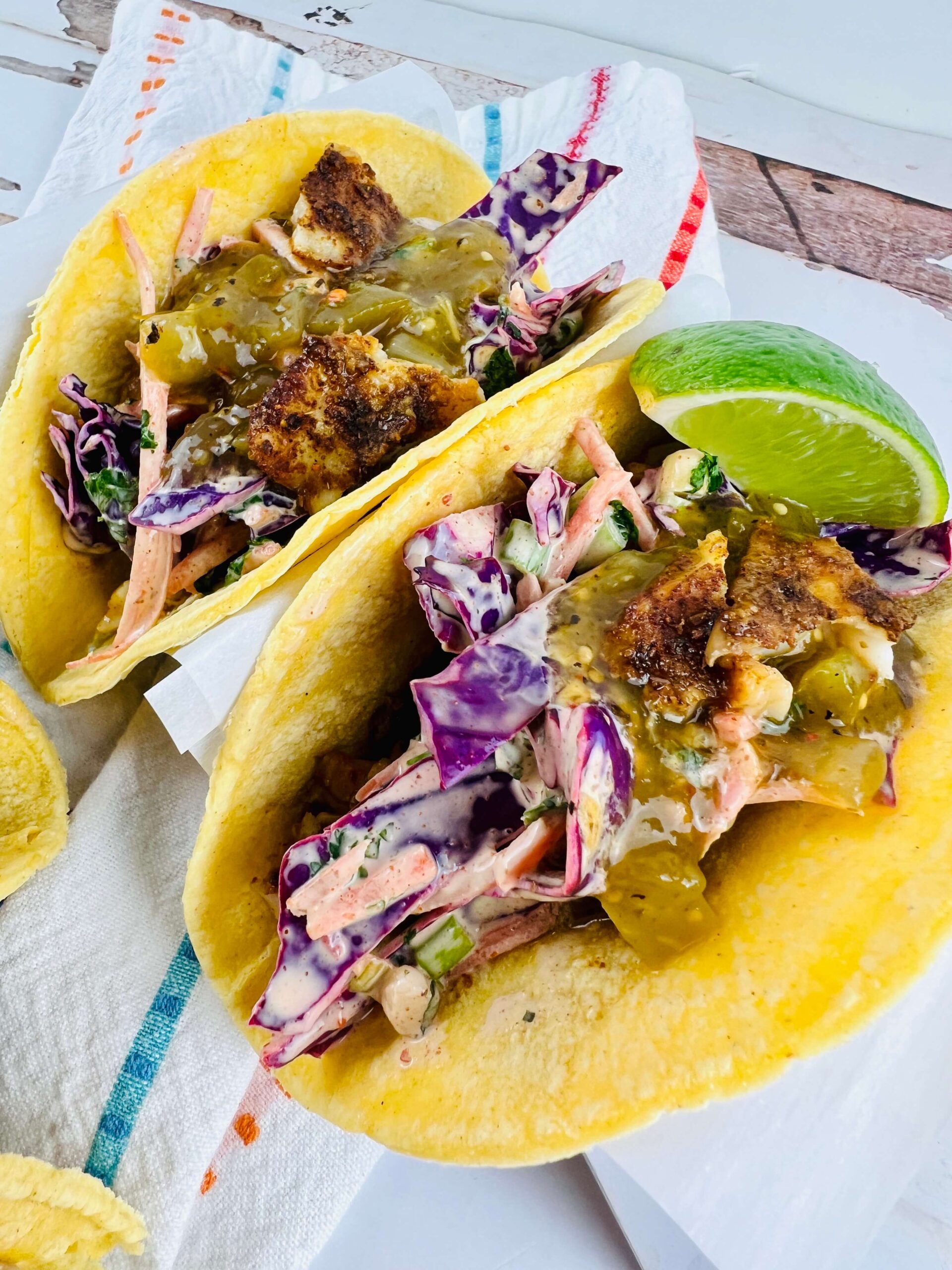weight watchers fish tacos with red cabbage slaw and dressing