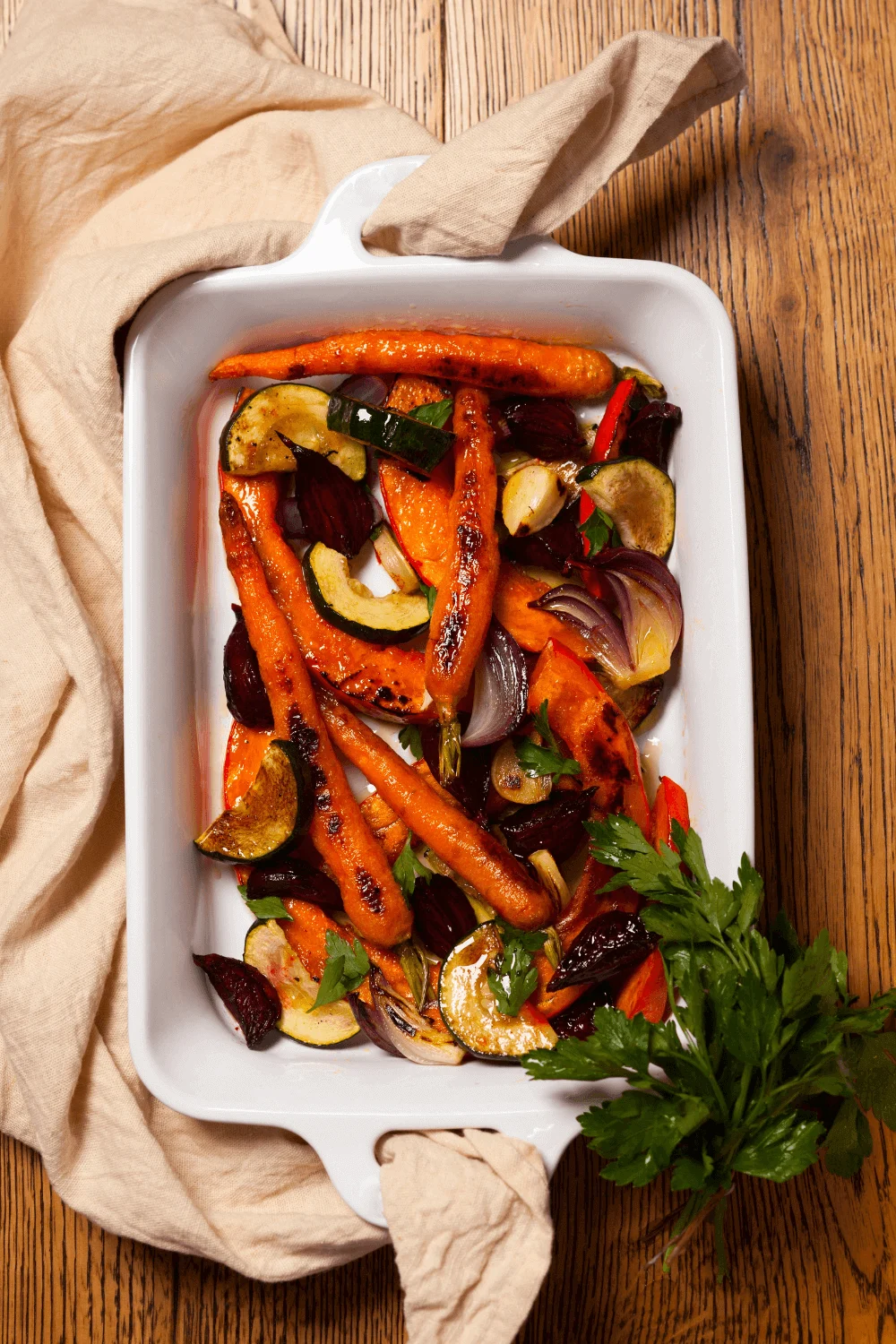 roasted vegetables as a healthy side dish for chicken tacos