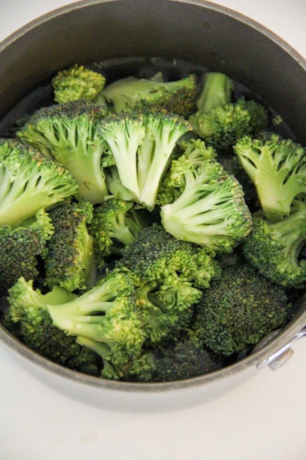 broccoli in a pot of water