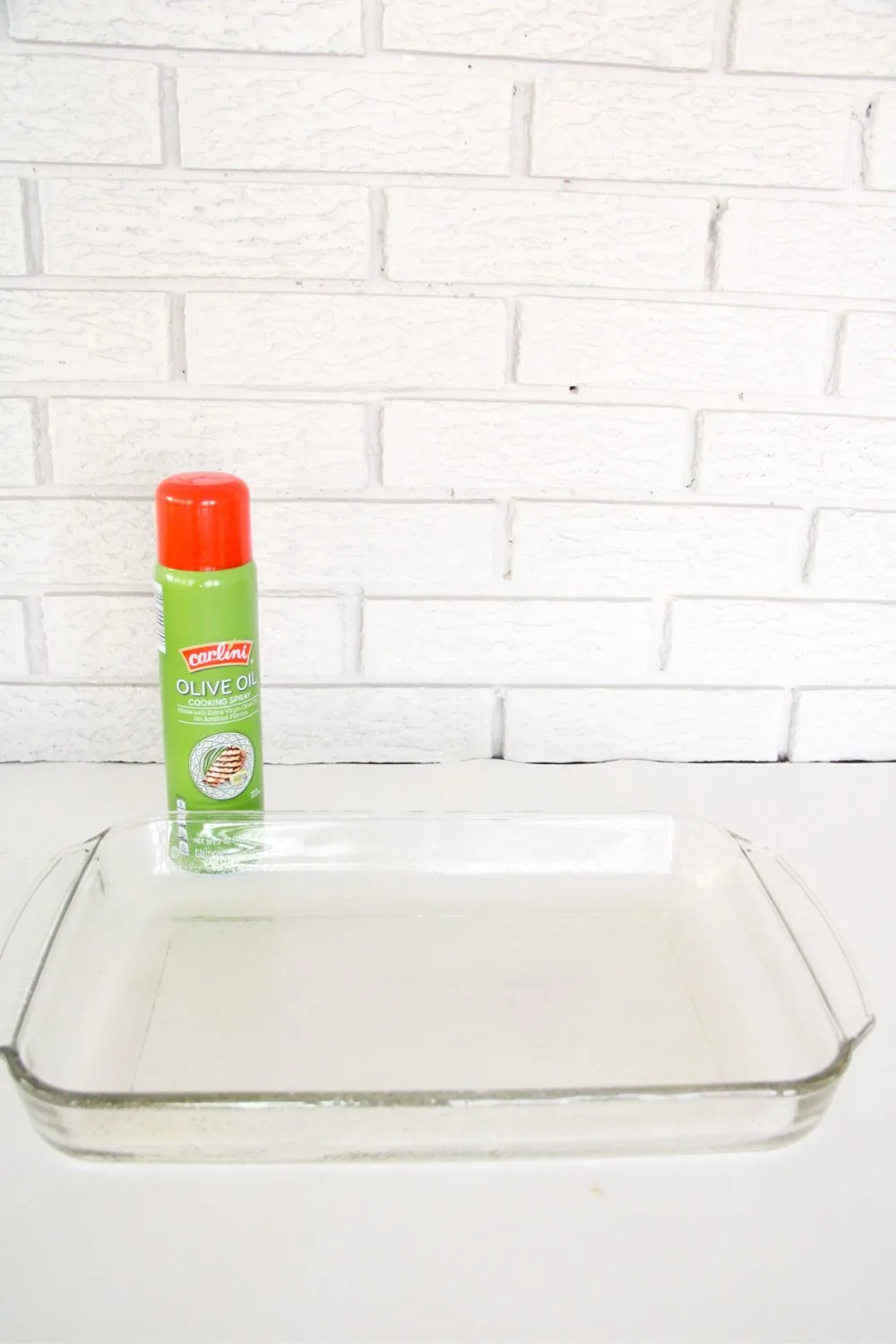 cooking spray and a casserole dish
