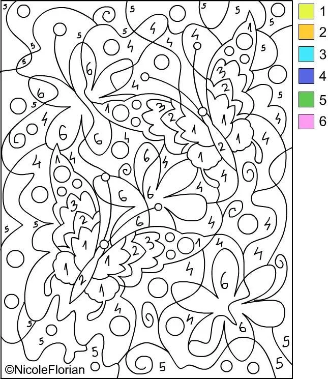 colour by numbers coloring pages