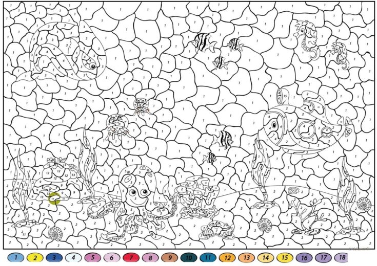 advanced color by number coloring pages