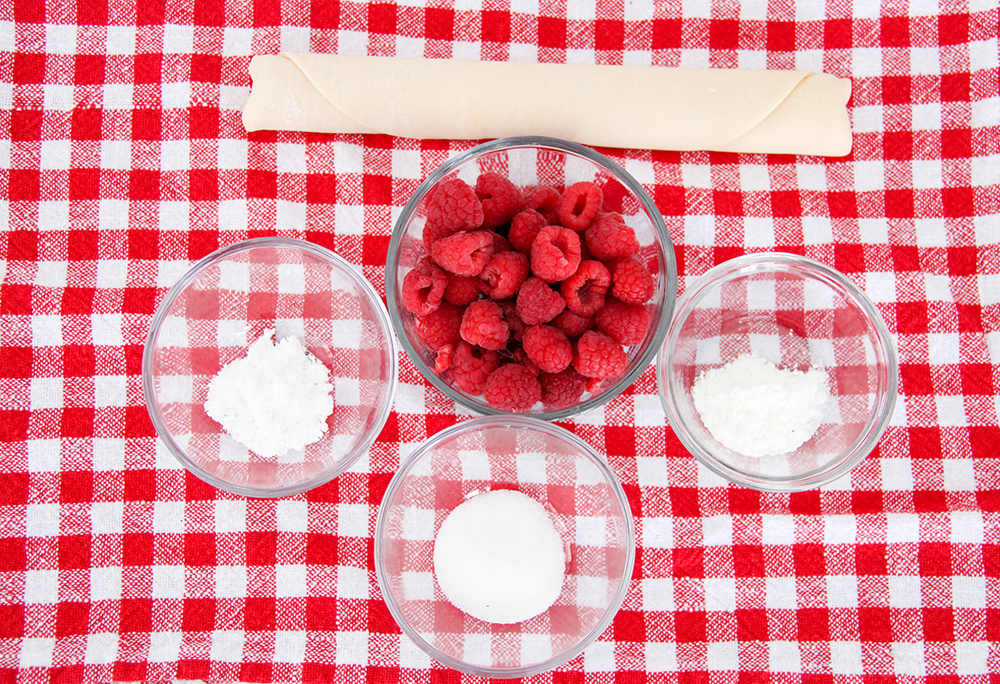 the complete ingredients to make raspberry hand pies