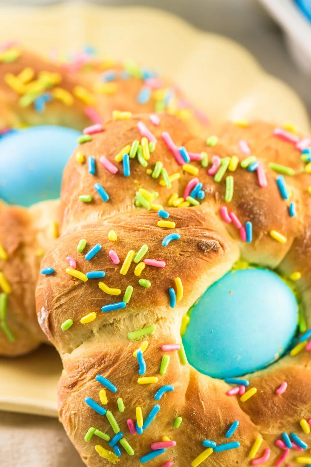 baked Easter dessert with colorful sprinkles