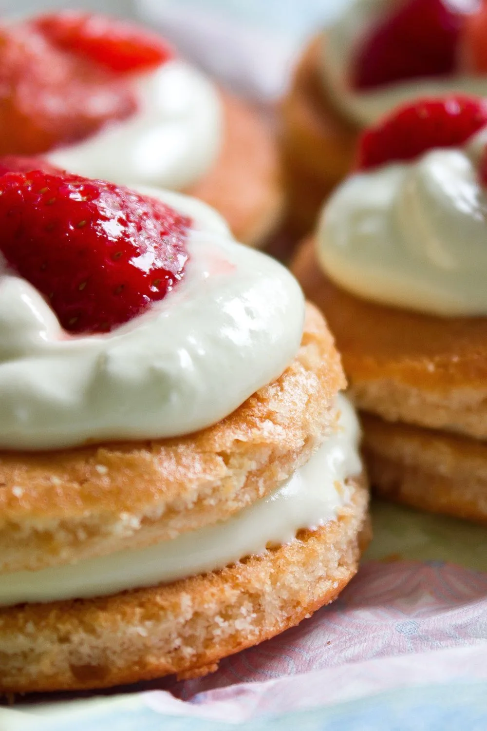 cream and baked strawberry dessert