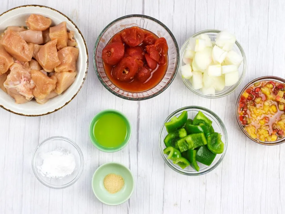 complete ingredients for the sweet and sour chicken recipe