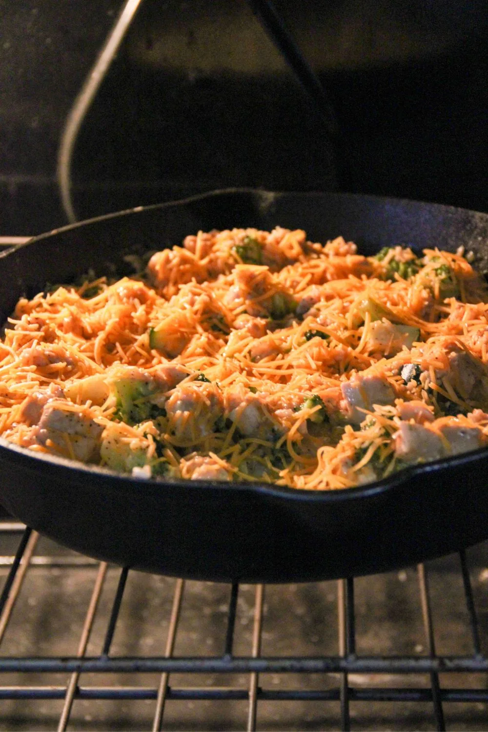 chicken broccoli casserole in the oven baking