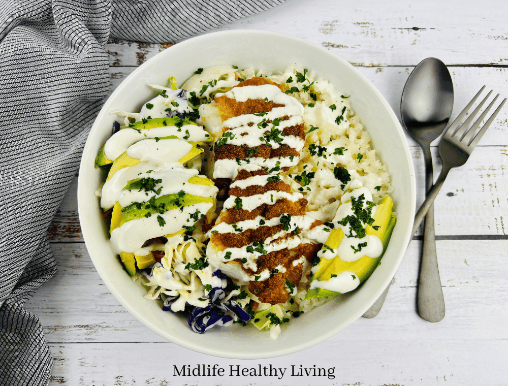 keto fish taco bowl