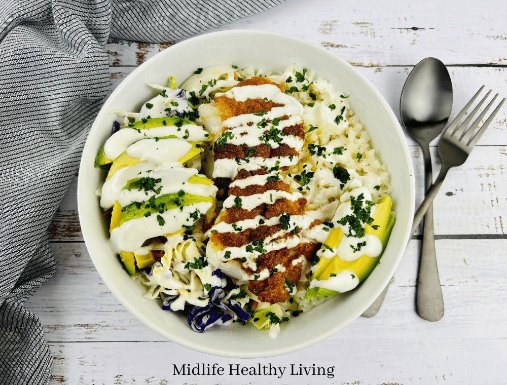 keto fish taco bowl