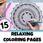 Pinterest image for post about stress relief coloring pages for adults
