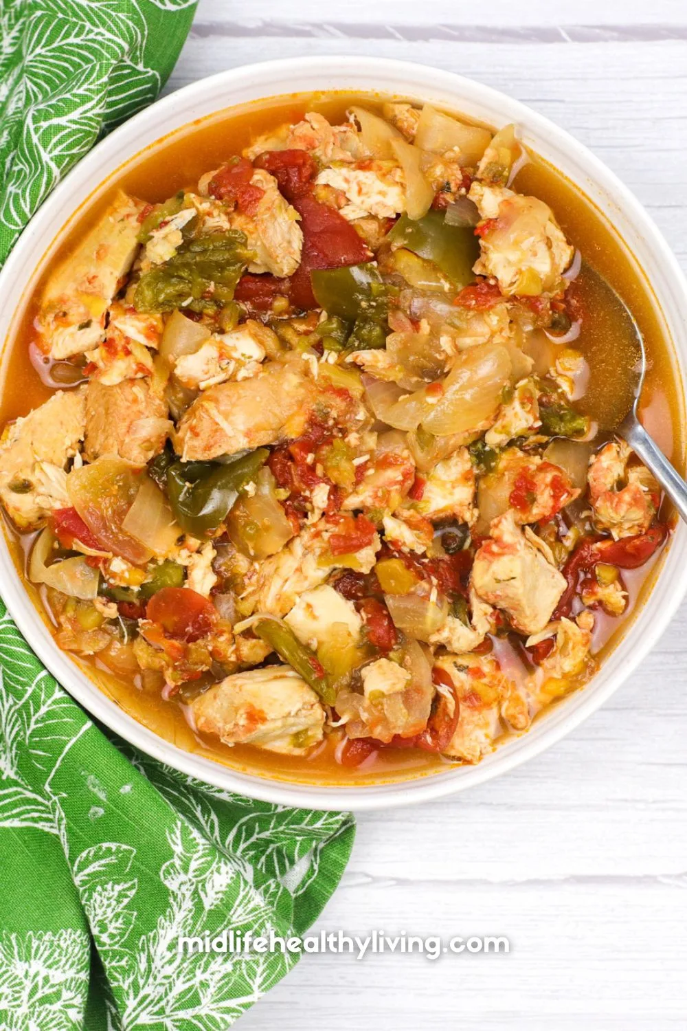 a bowl from above filled with the sweet and sour chicken weight watchers recipe.