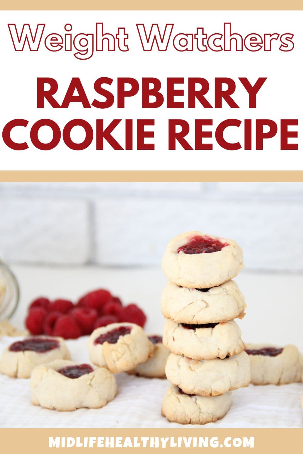 Pinterest image for a raspberry cookie recipe