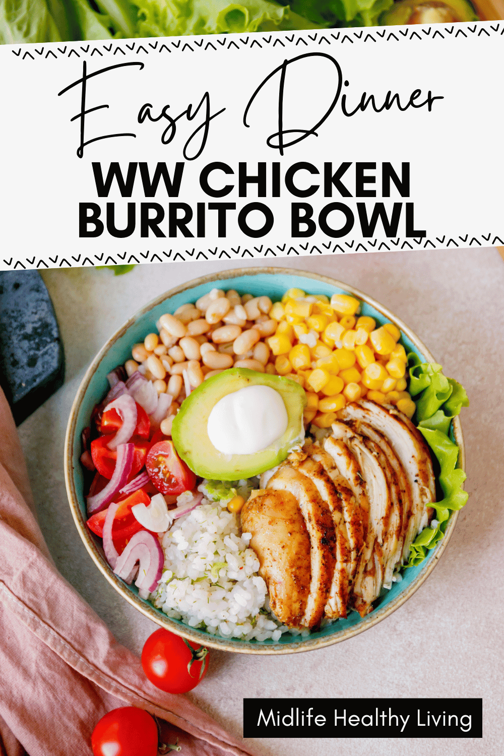 easy dinner idea, ww chicken burrito bowl