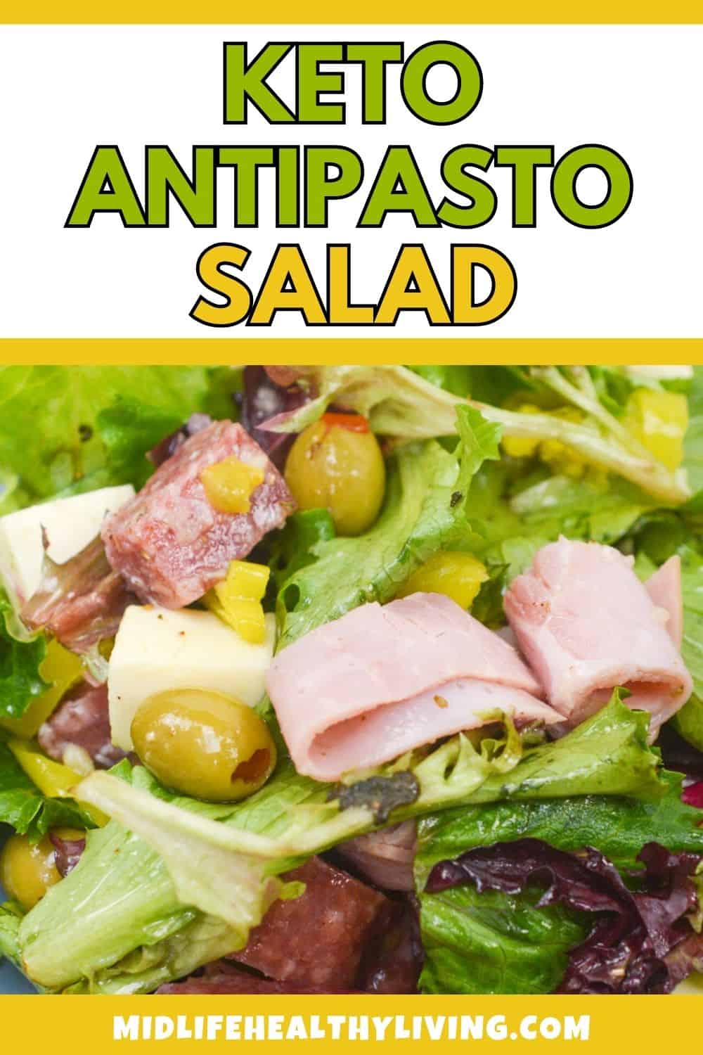 Pinterest image for keto antipasto salad recipe