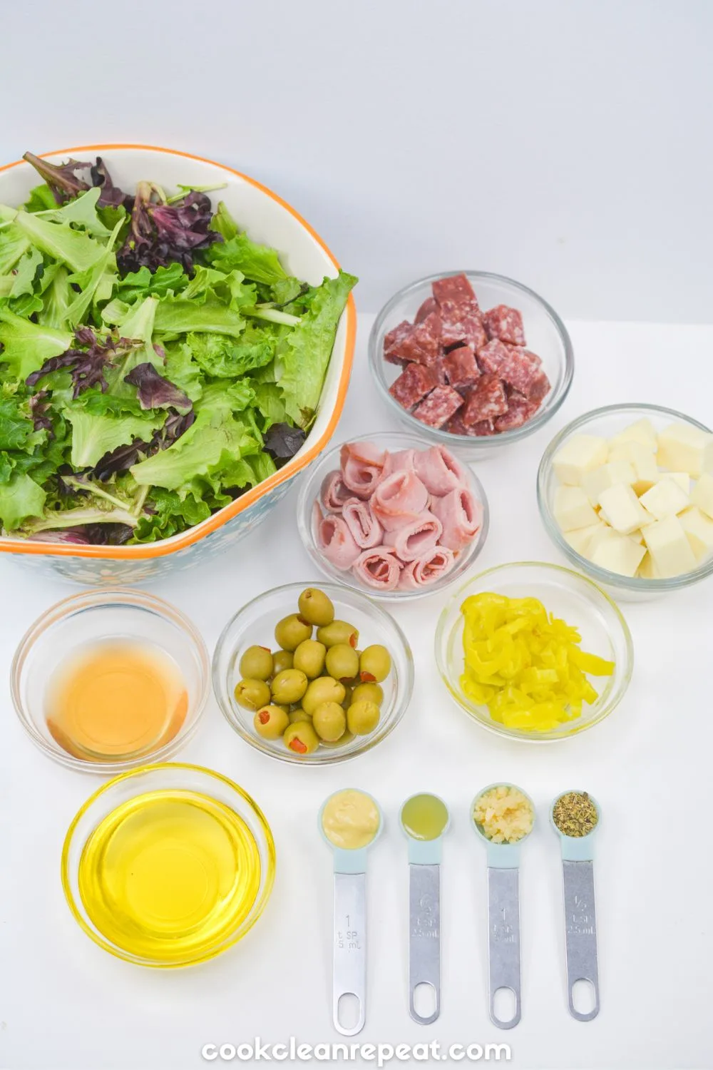 Ingredients for keto antipasto salad recipe