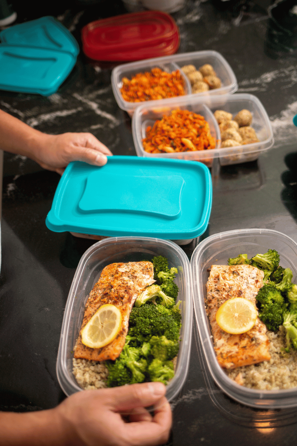 healthy camping meals in containers to preserve freshness.