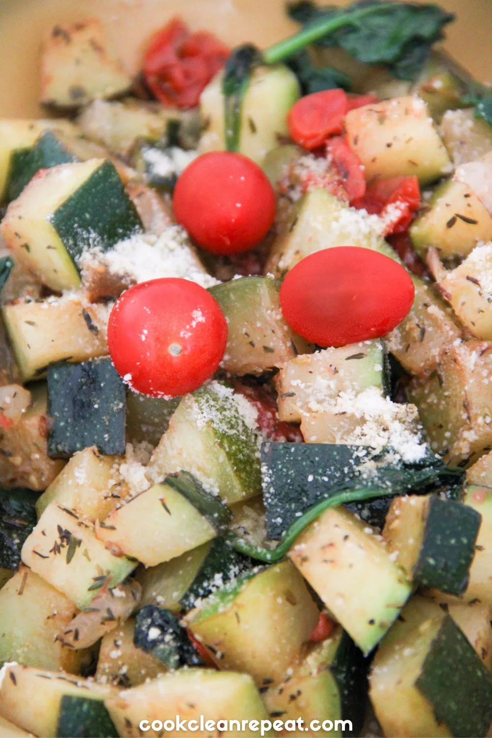 close up of the zucchini dish