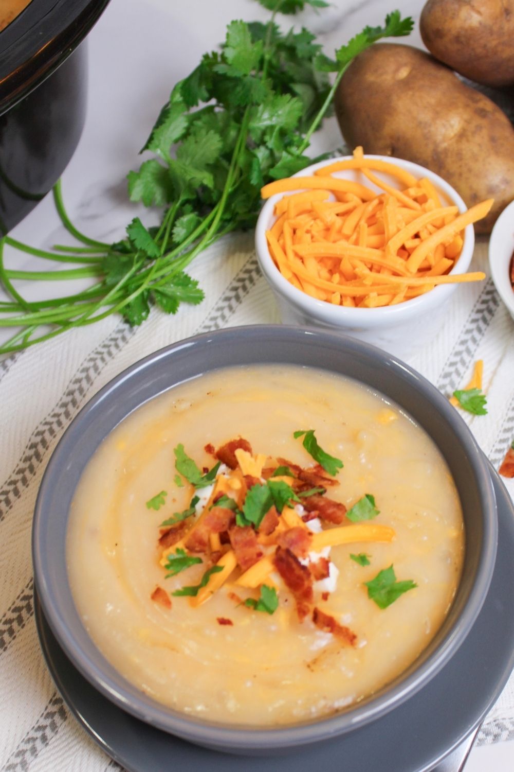 Weight Watchers potato soup served in a bowl