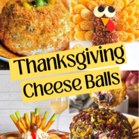 collage of 4 thanksgiving cheesball images