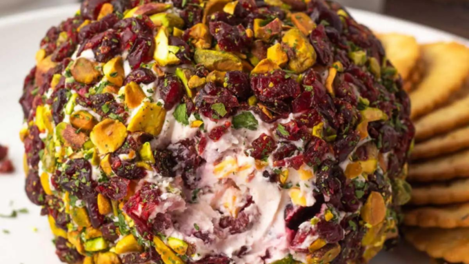 Cranberry pistachio cheese ball.