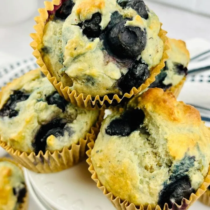 a stack of Weight watchers blueberry muffins