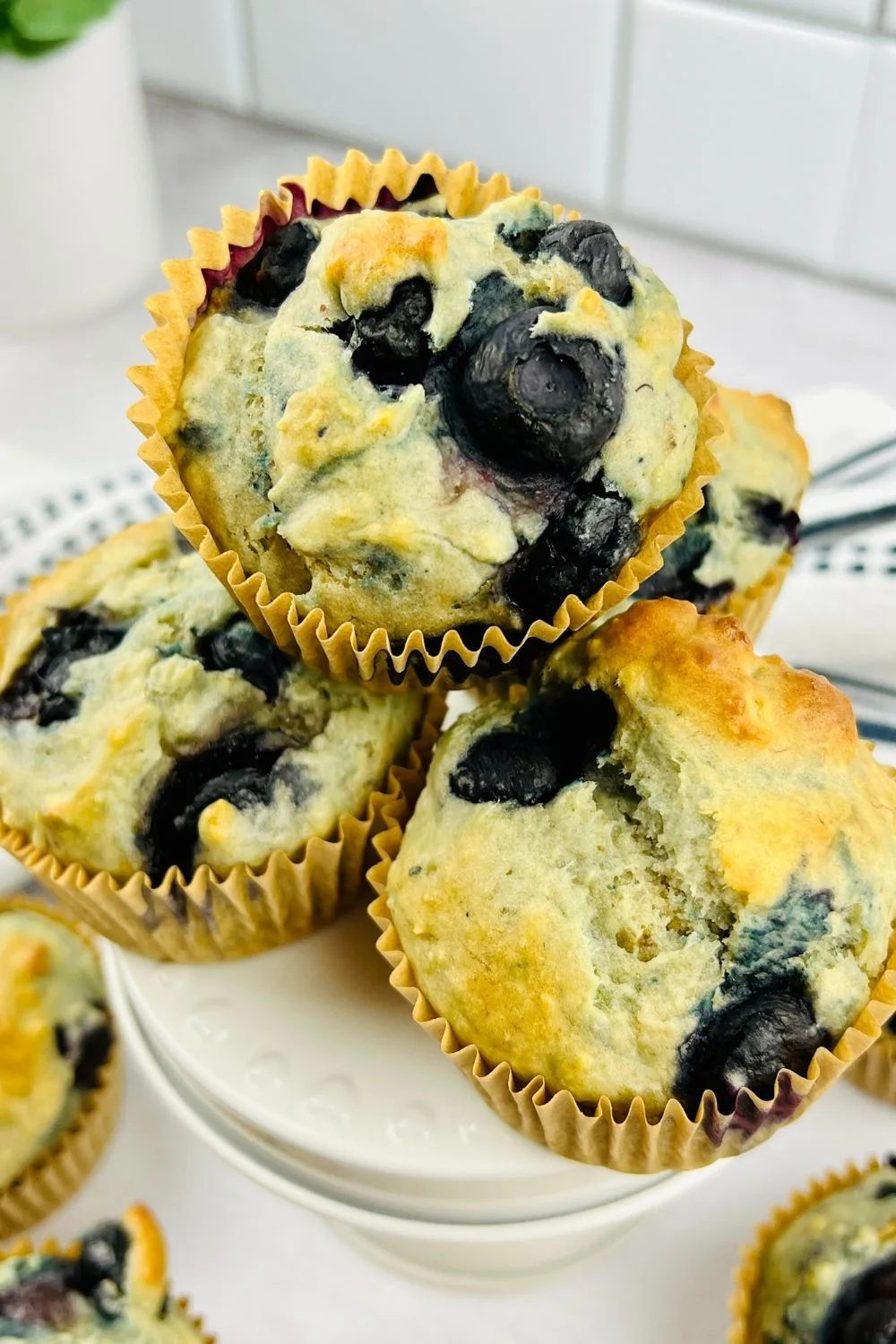 a stack of Weight watchers blueberry muffins