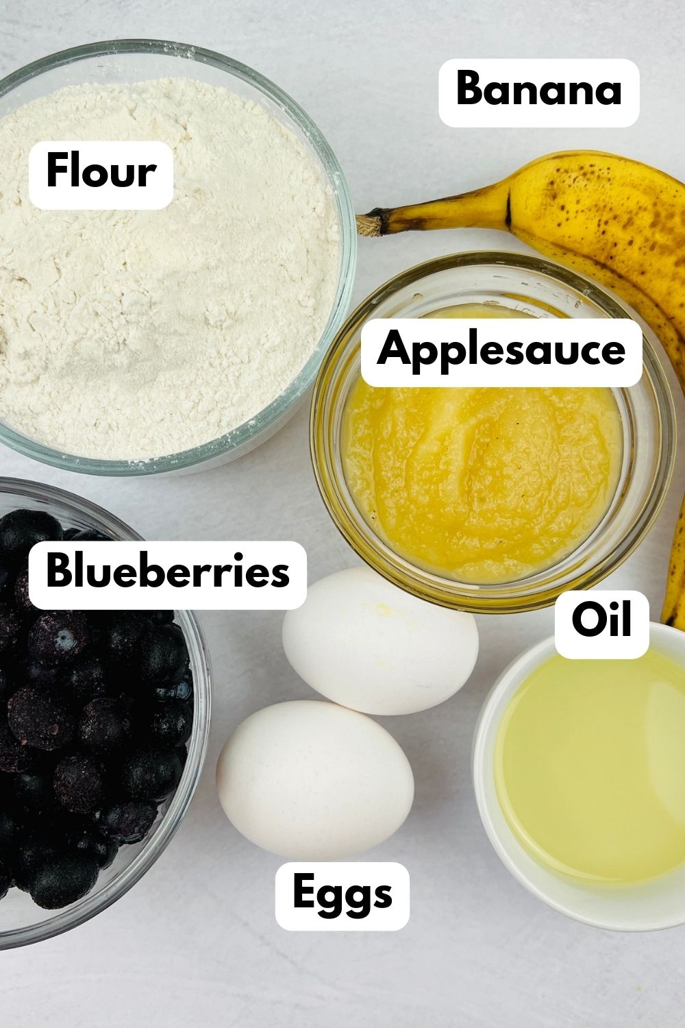 Ingredients needed to make this WW blueberry muffin recipe