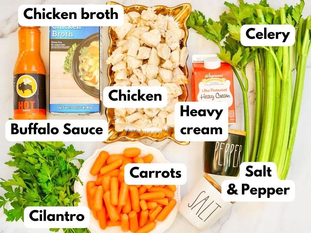 ingredients for Buffalo chicken soup