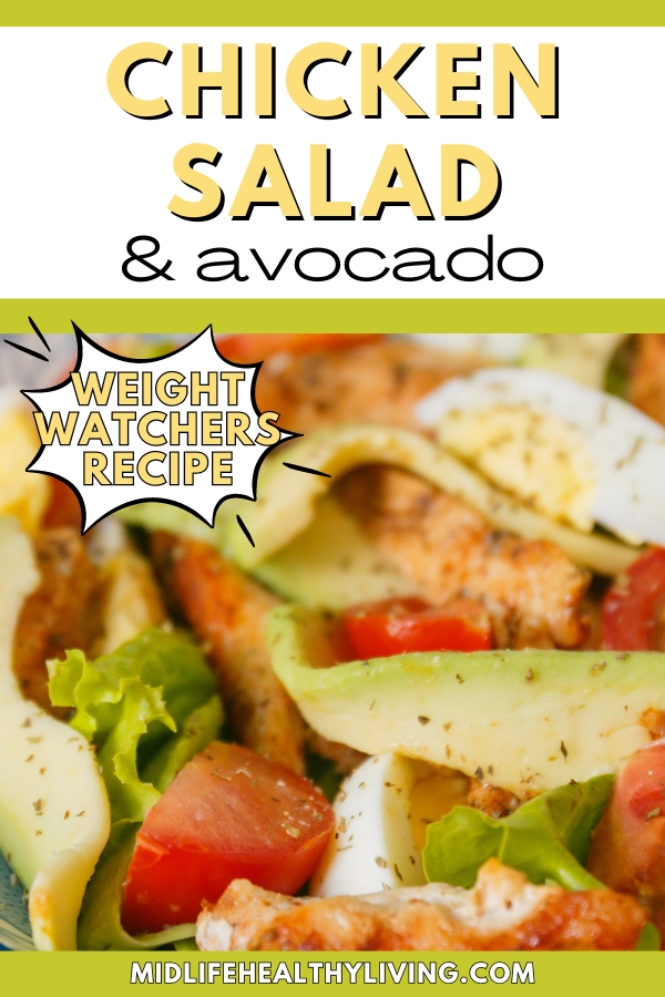 Pinterest image for chicken salad with avocados